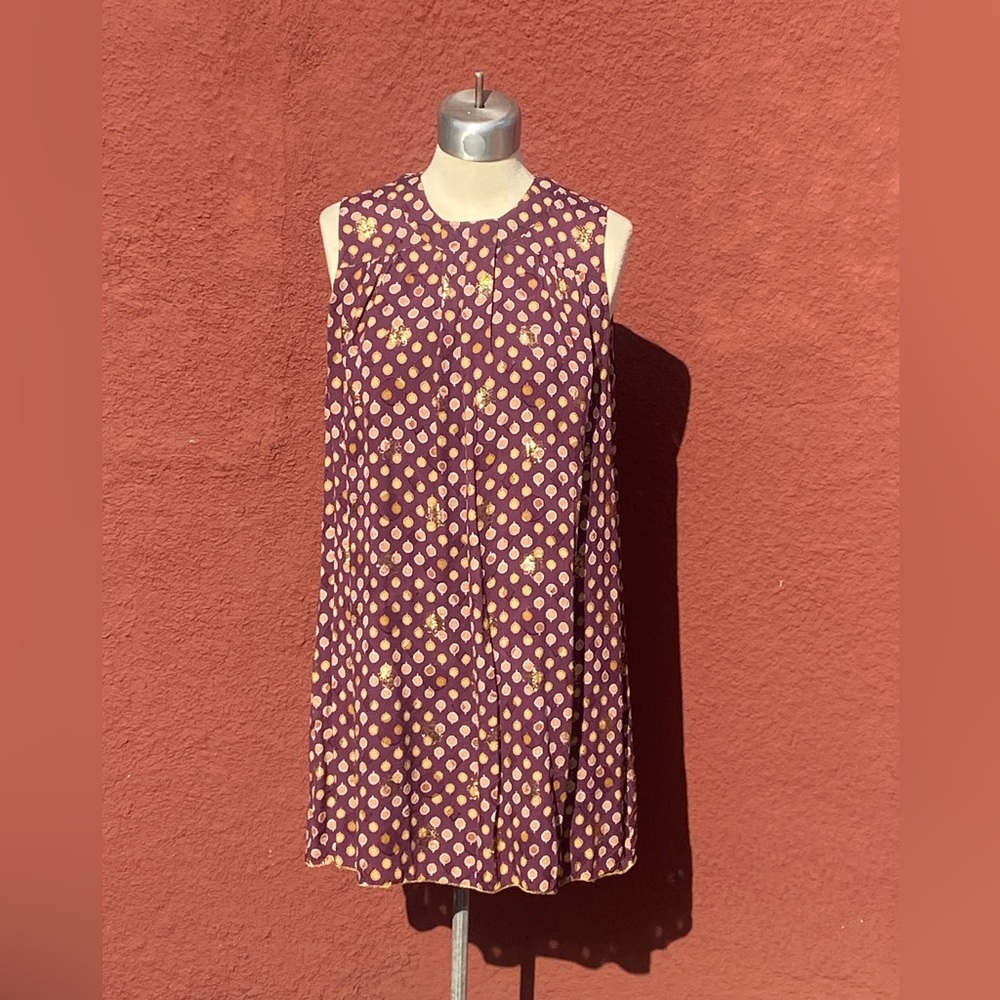 Vintage Anna Sui Metallic Gold Indian Tunic Shift Dress 10 - Picture 3 of 9